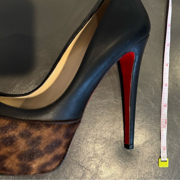 Christian Louboutin Black Maggie 140mm Leopard Pony Hair Heels Pumps 37.5 Gold - Picture 9 of 10